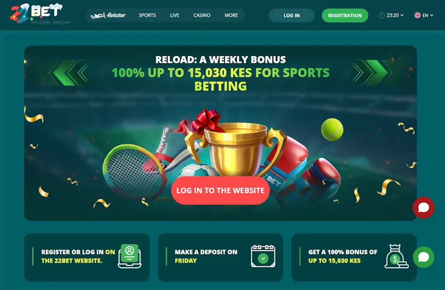 22bet Friday Reload Bonus Screenshot